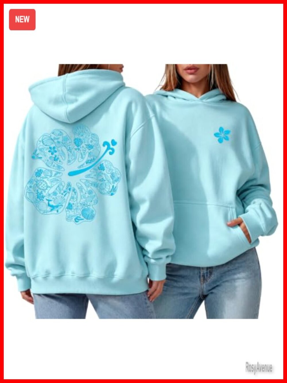 Womens Fleece Hoodie Hibiscus Floral Pullover Sweatshirt Kangaroo Pocket